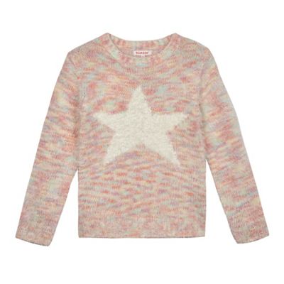 bluezoo Girls' multicoloured fluffy textured star jumper